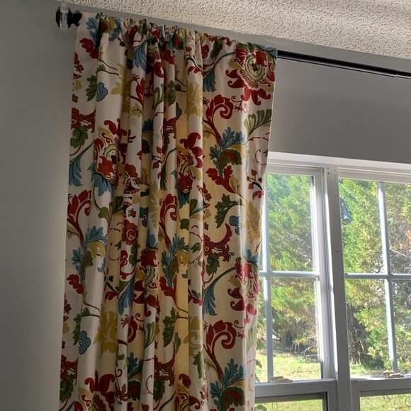 Set‎ of 4 Floral Patterned blackout curtains classic traditional red blue green - Picture 15 of 17